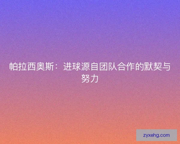 帕拉西奥斯：进球源自团队合作的默契与努力